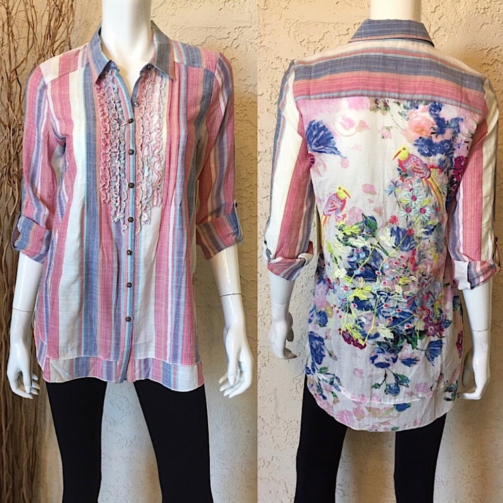 🆕CYRENA embroidered spring button blouse Sm S